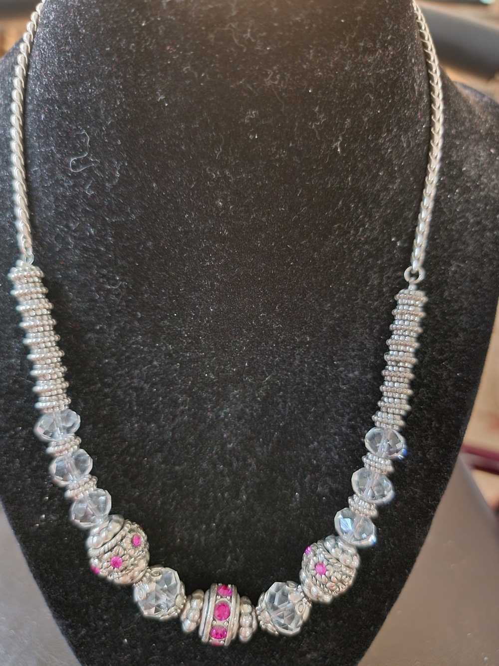 torrid Silver-Tone Necklace with Pink Crystal Accents